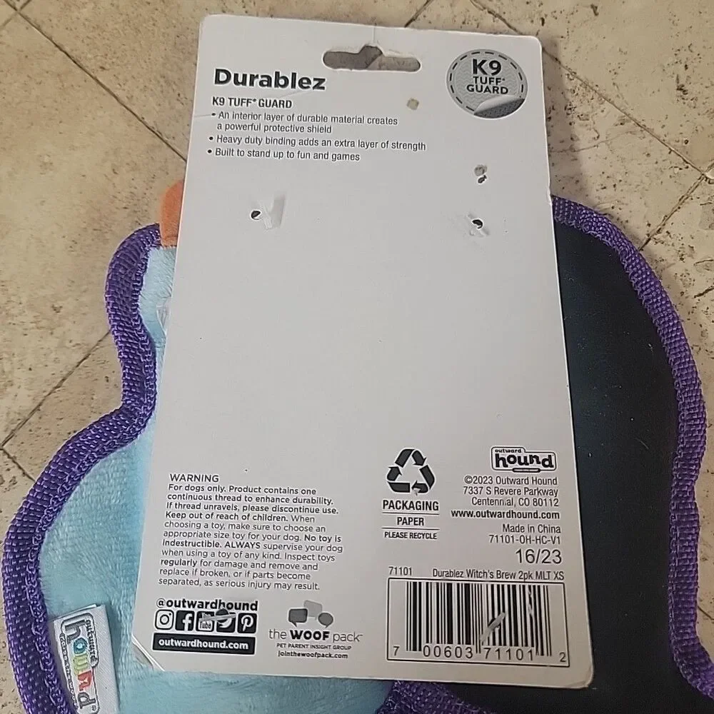 2 Outward Hound Durablez Witches Hat/Magic Potion  Squeaky Toys